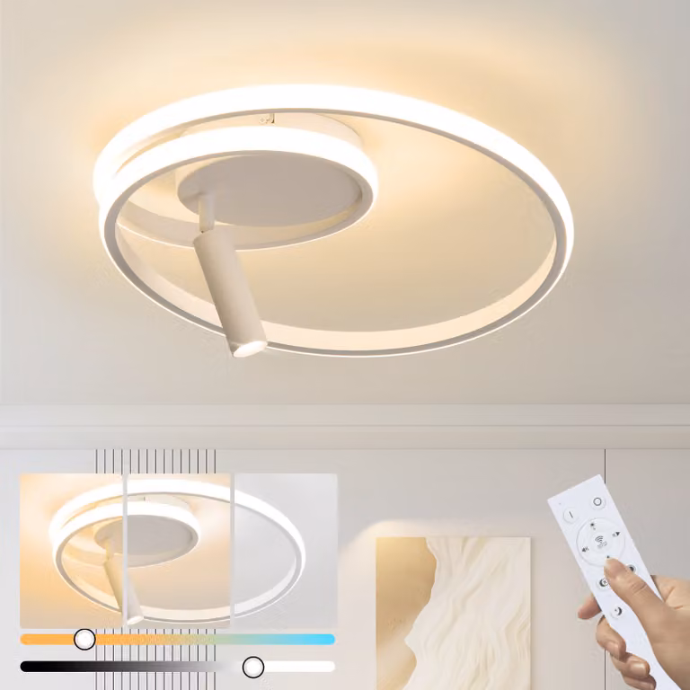 ZMH lampada da soffitto LED plafoniera dimmerabile 40cm camera da letto lampada design moderno 37W lampada da soggiorno con faretto bianco con telecomando lampada da cucina per camera da letto casa appartamento soggiorno
