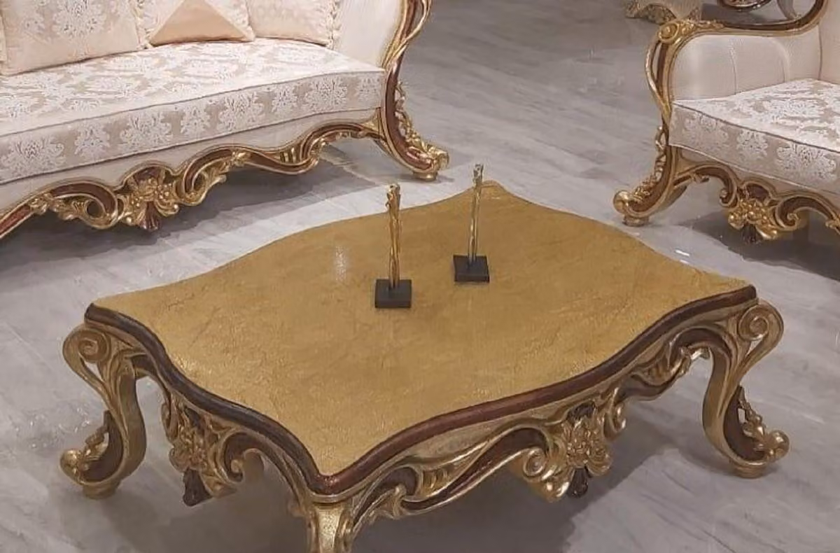 Casa Padrino tavolino barocco oro/marrone - Elegante tavolo da salotto in legno massiccio in stile barocco - Mobili da salotto barocchi - Nobile & Magnifico