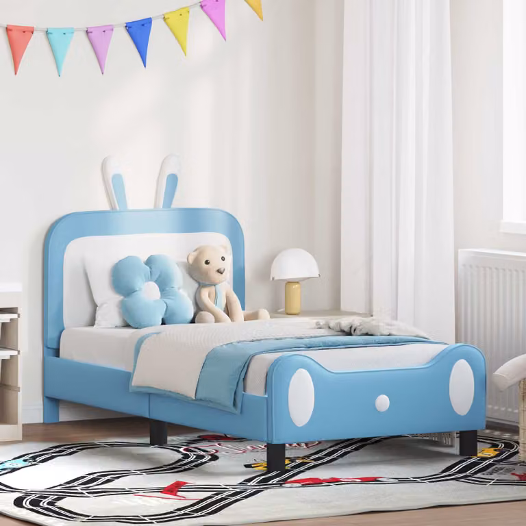 Struttura letto per bambini vidaXL con testata in similpelle blu, L 160 x P 80 cm