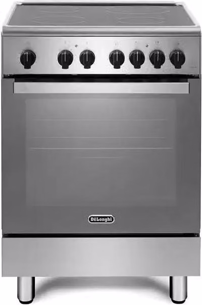 Combinato De'Longhi DMX 64 VL Cucina Libera con Vetroceramica a 4 Fuochi e Forno Elettrico Multifunzione da 69 L, Classe A, Colore Silver