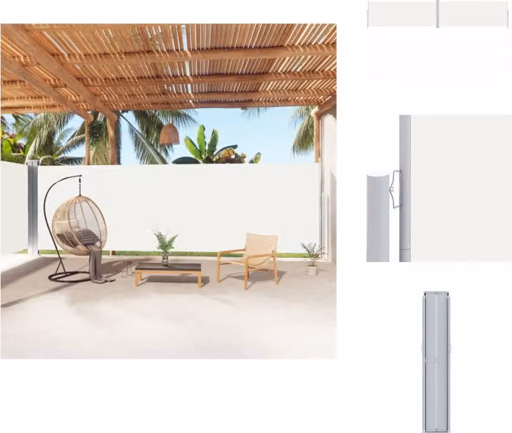 vidaXL Tenda laterale estensibile crema 200x1000 cm - Ombrelloni e tende da sole