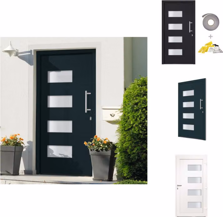 vidaXL Porta d'ingresso in alluminio e PVC antracite 100x210 cm - Porte d'ingresso