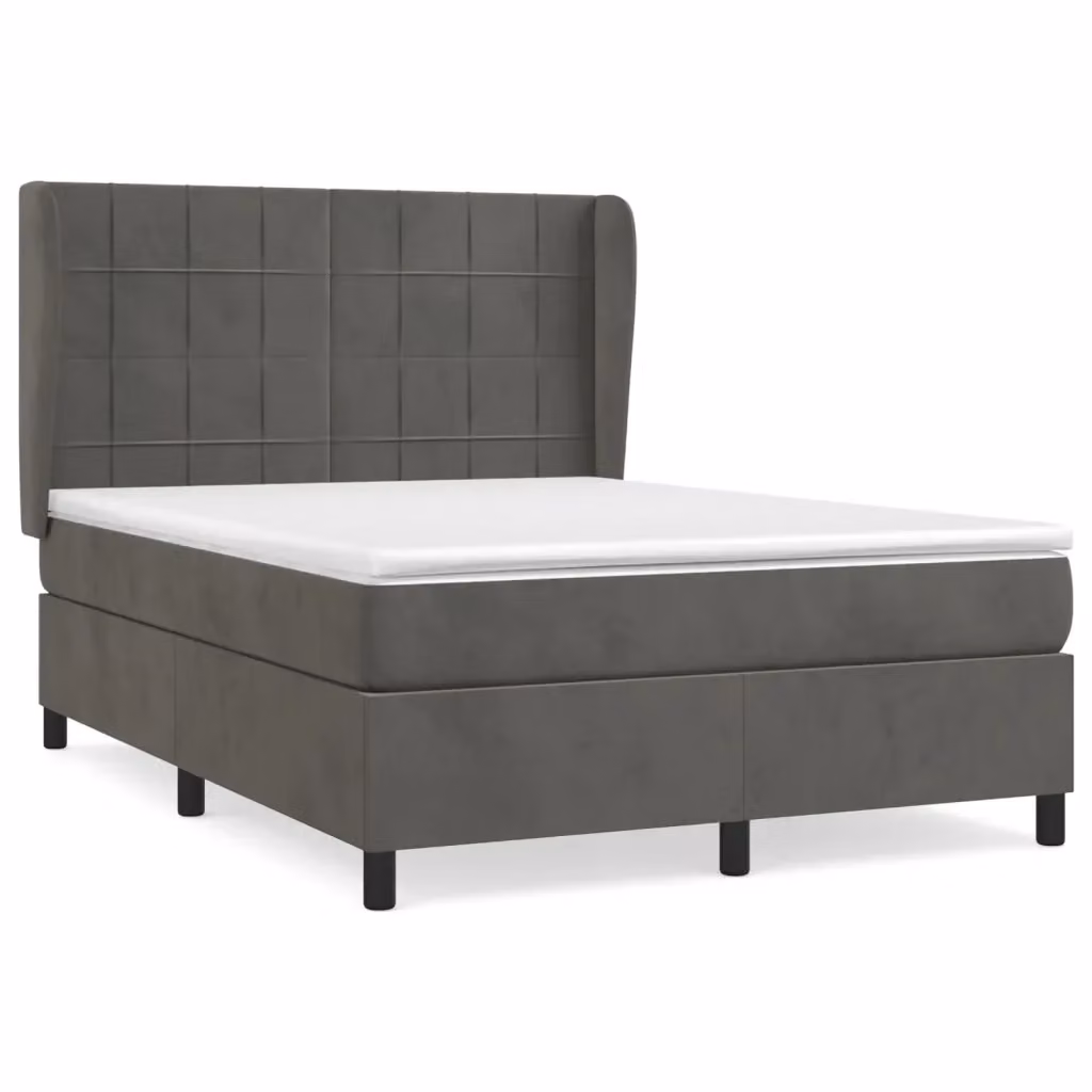 Letto Ibrido vidaXL con Struttura in Legno di Larice e Rivestimento in Velluto Grigio e Bianco L/P/H: 140 x 200 x 128 cm – 2