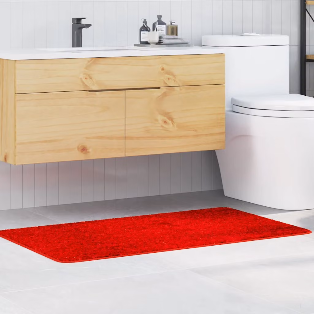 Tappetino da bagno antiscivolo e lavabile vidaXL, Rosso, L 70 cm x P 120 cm
