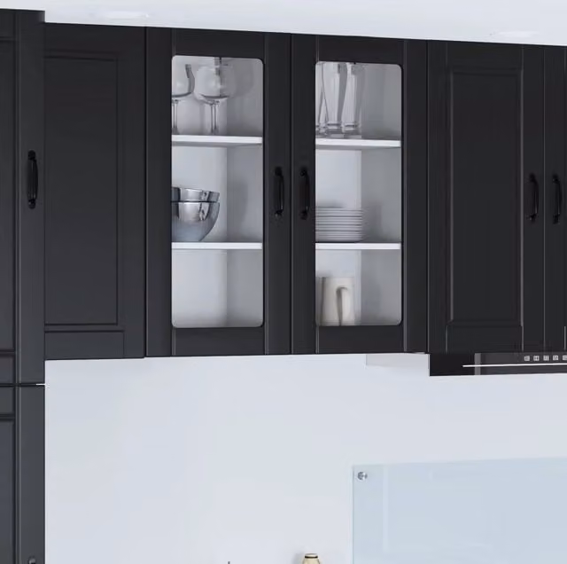 Mobiletto in vetro da parete PORTO 2 pz Nero 885338