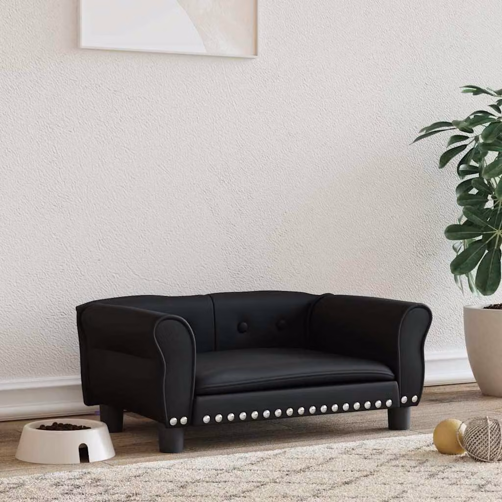 vidaXL Lettino per Cani Chesterfield in Similpelle Nero L 70 cm x P 45 cm x H 30 cm