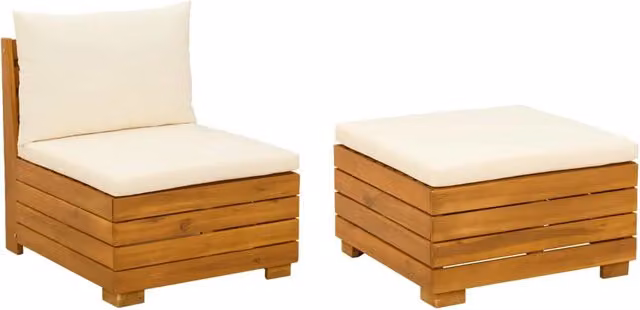 Set Lounge da Giardino | Set Salotto da Giardino 2 Pezzo Marrone Legno di Acacia Massello