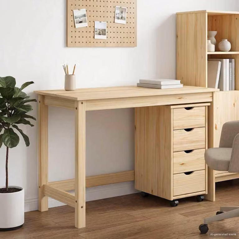Maison Exclusive - Set di due scrivanie con cassetti, colore marrone, in legno di pino massello