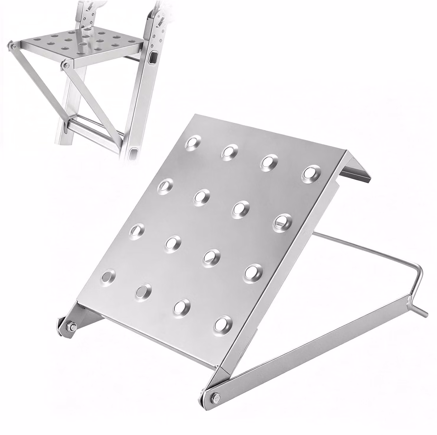 Piattaforma di lavoro portatile rinforzata, con capacità fino a 150 kg, per impiego con scale a pioli