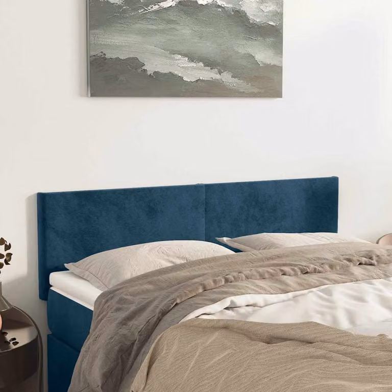 Testiera per letto vidaXL in velluto blu scuro con pannello imbottito L: 144 cm, P: 5 cm, H: 78-88 cm