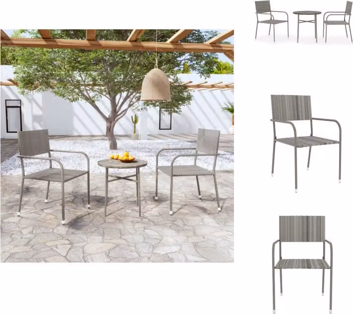 vidaXL Set da pranzo da giardino 3 pezzi in rattan grigio - Set di mobili da giardino