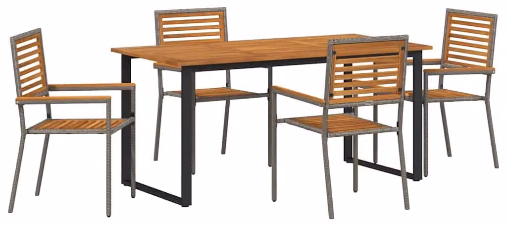 Set da Pranzo per Giardino 5 pcs Grigio