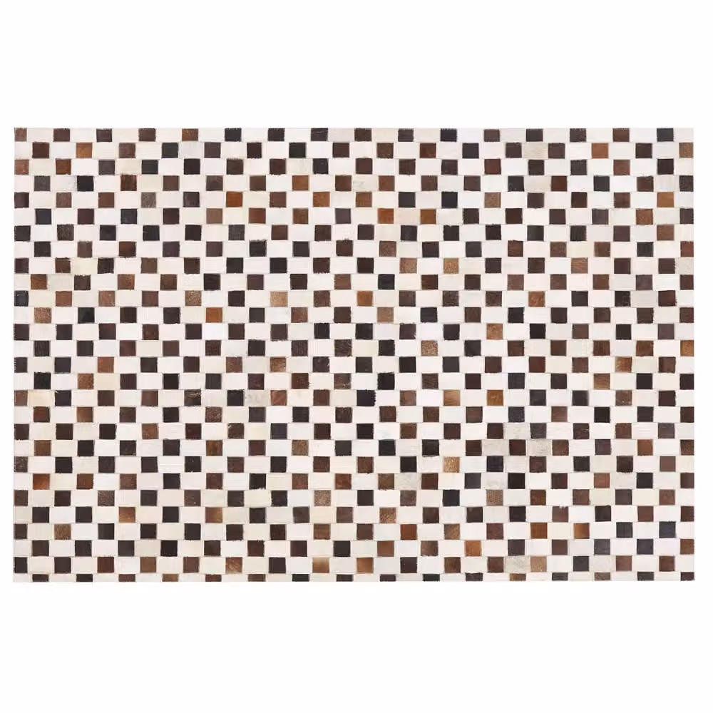 Tappeto in pelle Beliani con motivo patchwork moderno nei colori marrone e beige, L: 140 cm x P: 200 cm – 2