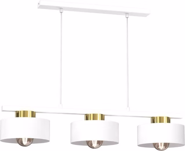 Lampada sospesa Luminex Marti in metallo bianco e oro con 3 luci E27 dimmerabile