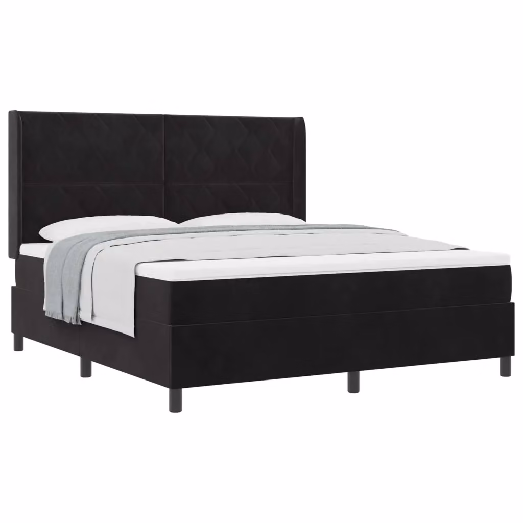 Letto a molle con testiera vidaXL in velluto nero L: 180 cm, P: 200 cm, H: 280 cm – 2