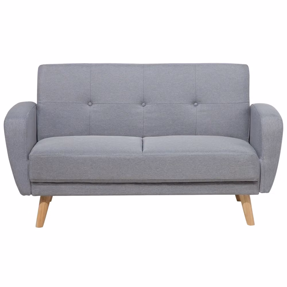 Divano Letto Click Clack Beliani Grigio con Gambe in Legno di Gomma Olio per Soggiorno Moderno e Minimalista – 2