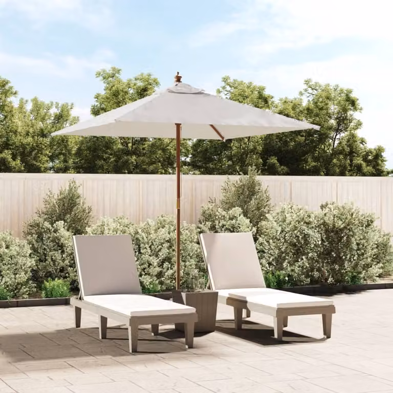Maison Exclusive - Ombrellone con palo in legno, color sabbia, 198x198x231 cm
