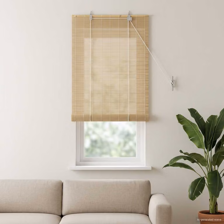 Tenda a rullo in bambù vidaXL, colore naturale beige/marrone, L: 50 cm, H: 160 cm, resistente ai raggi UV e semitrasparente