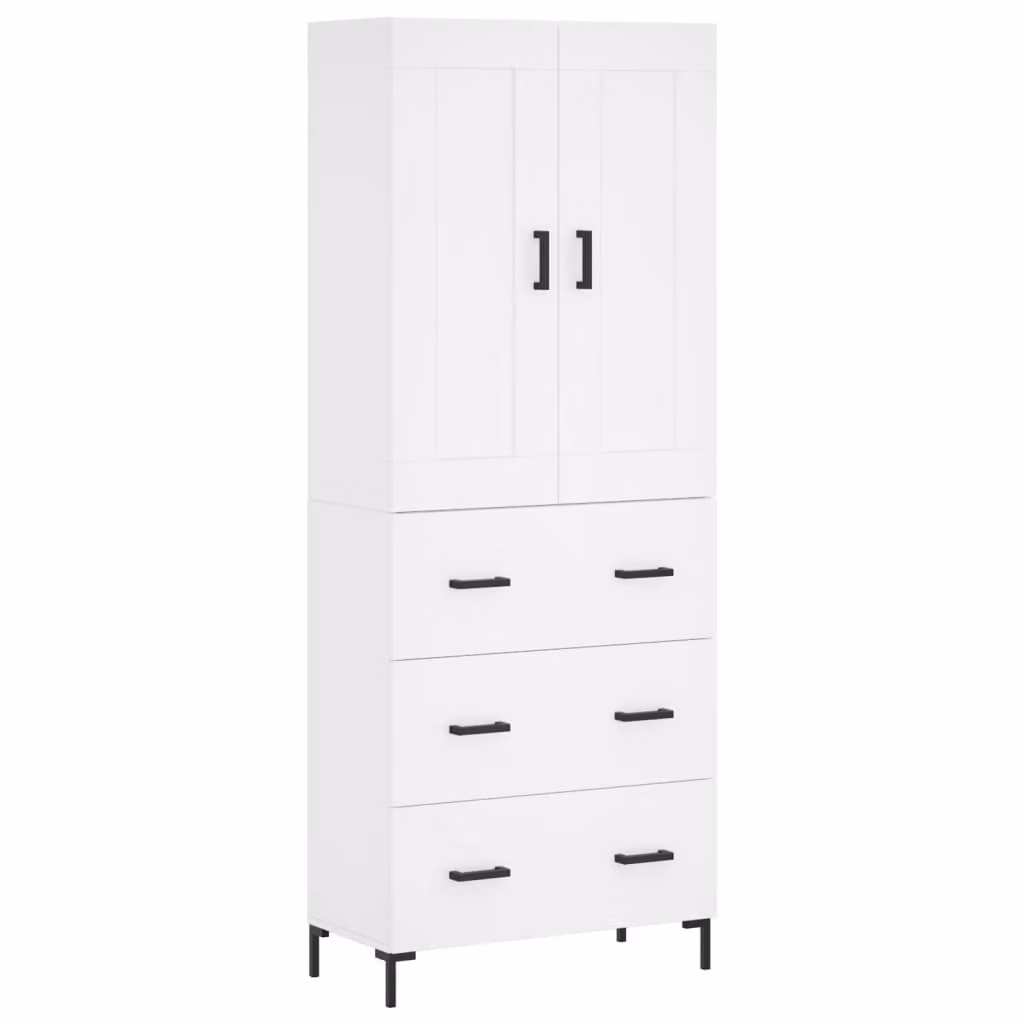 Credenza Bianca 69,5x34x180 cm in Legno Multistrato