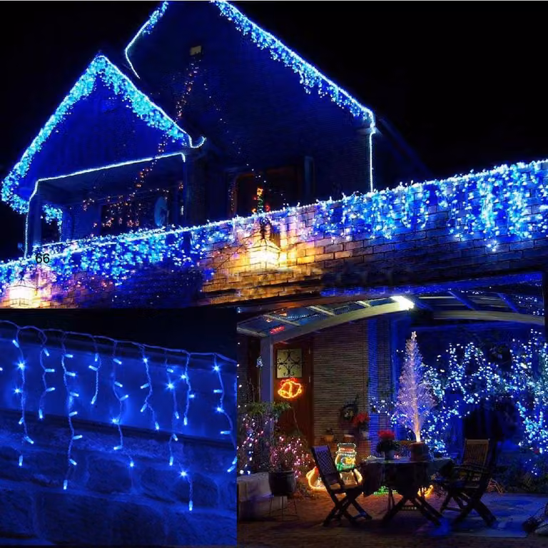 Catena luminosa a LED blu, 300 LED, 6 metri, 8 modalità, bassa tensione