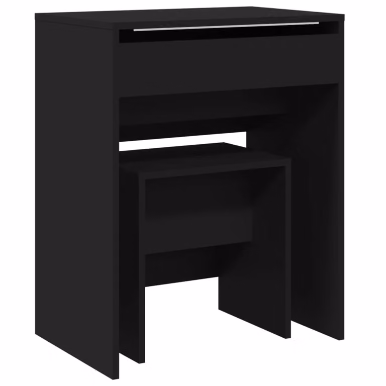 Toeletta e Sgabello Nero 60x40x113,5 cm