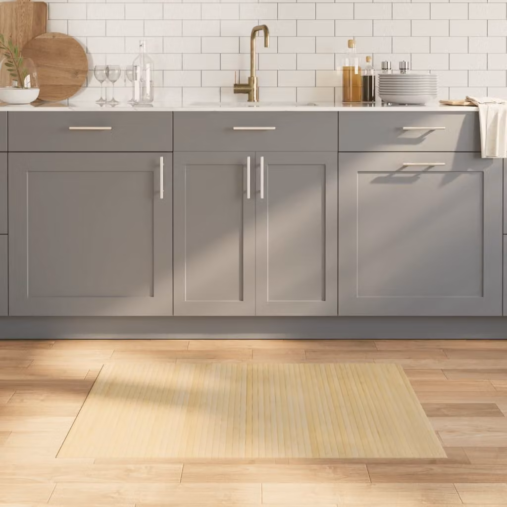 vidaXL Tappeto Rettangolare in Bambù e Polipropilene, Colore Beige, L 70 cm x P 100 cm