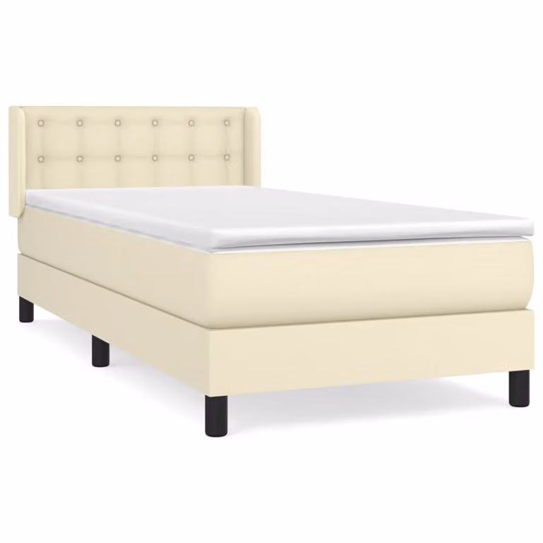 Giroletto a Molle con Materasso Crema 90x200 cm in Pelle finta