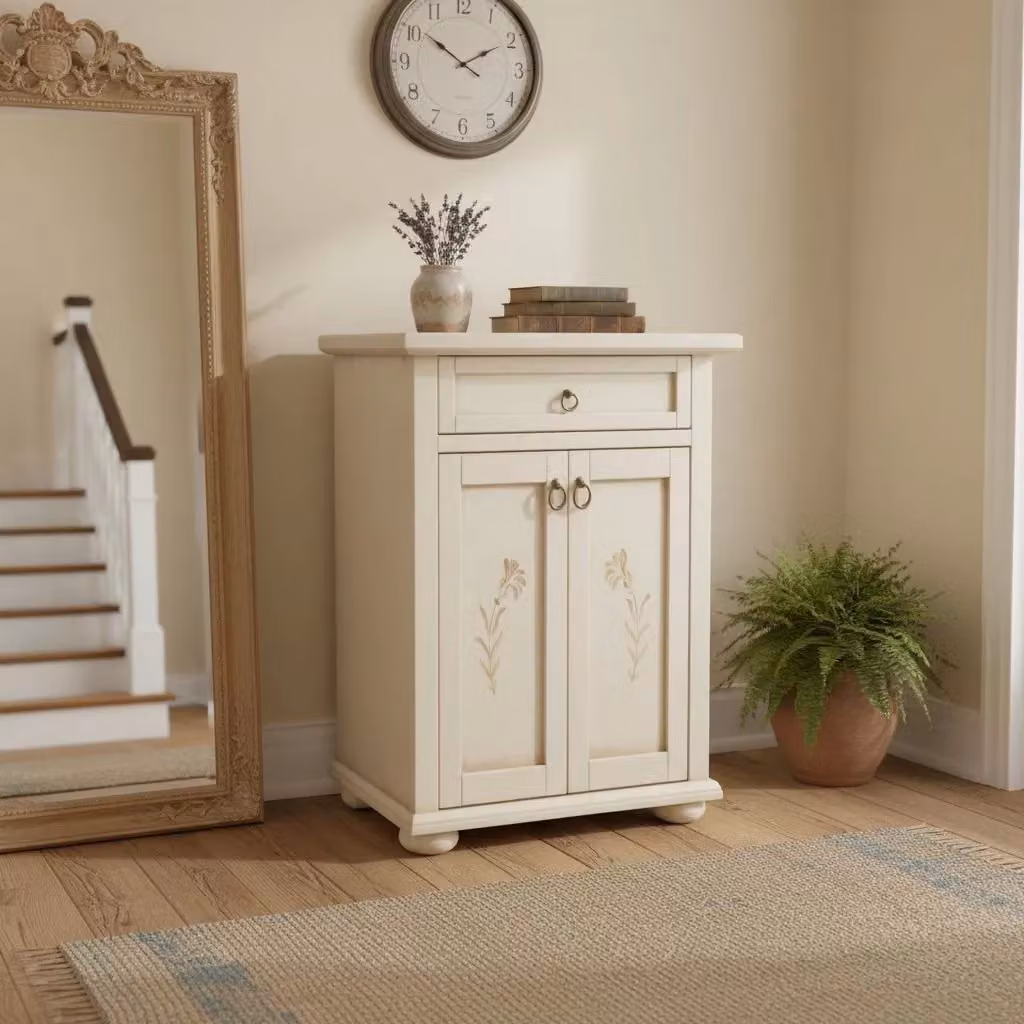 Madia credenza con 2 porte e 1 cassetto Mobili 2G color avorio patinato L: 64 cm, P: 32 cm, H: 81 cm – 2