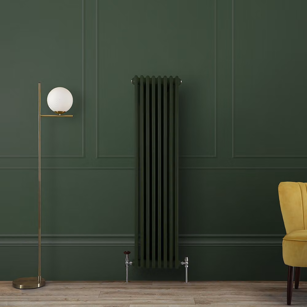 Radiatore Tradizionale Verticale a Doppia Colonna - Verde (Evergreen) - 1500mm x 380mm - Regent