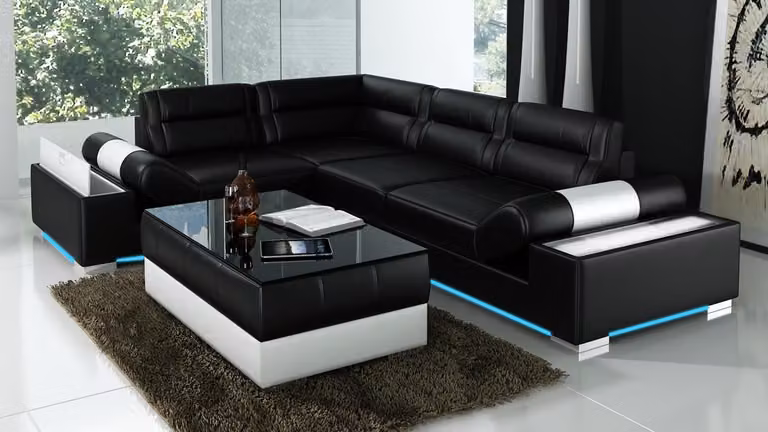 Ledersofa Sofa Couch Wohnlandschaft Ecksofa Garnitur Design Modern Sofa L6001B