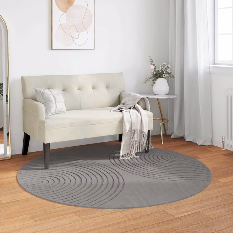 Tappeto rotondo per interni vidaXL GALATI Grigio Ø 160 cm in poliestere