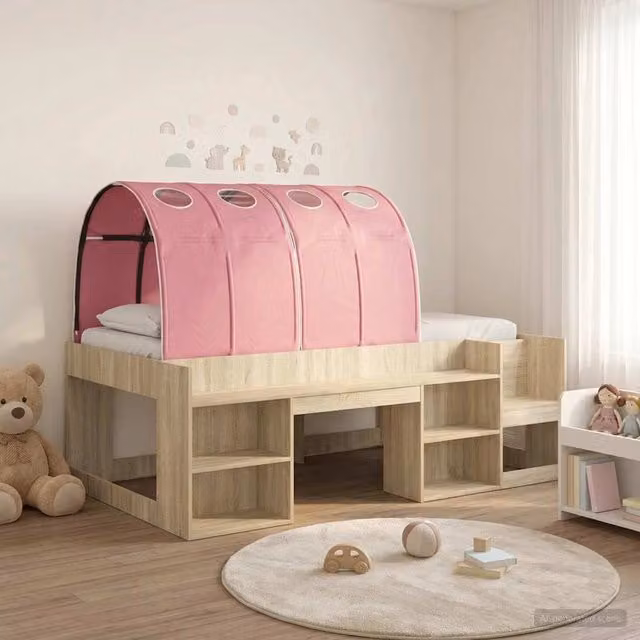 Letto con Tunnel 3 pz Rovere Sonoma e Rosa Legno ingegnerizzato 3423626