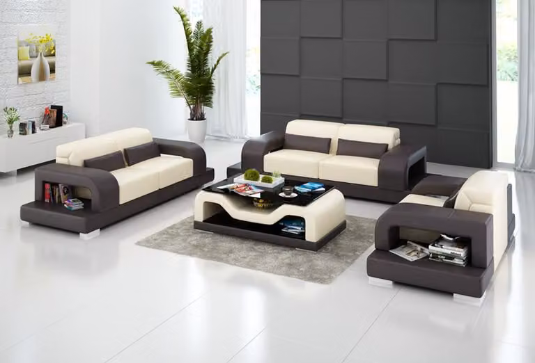 Ledersofa Couch Wohnlandschaft 3+2+1 Sitzer Garnitur Design Modern Sofa G8006D
