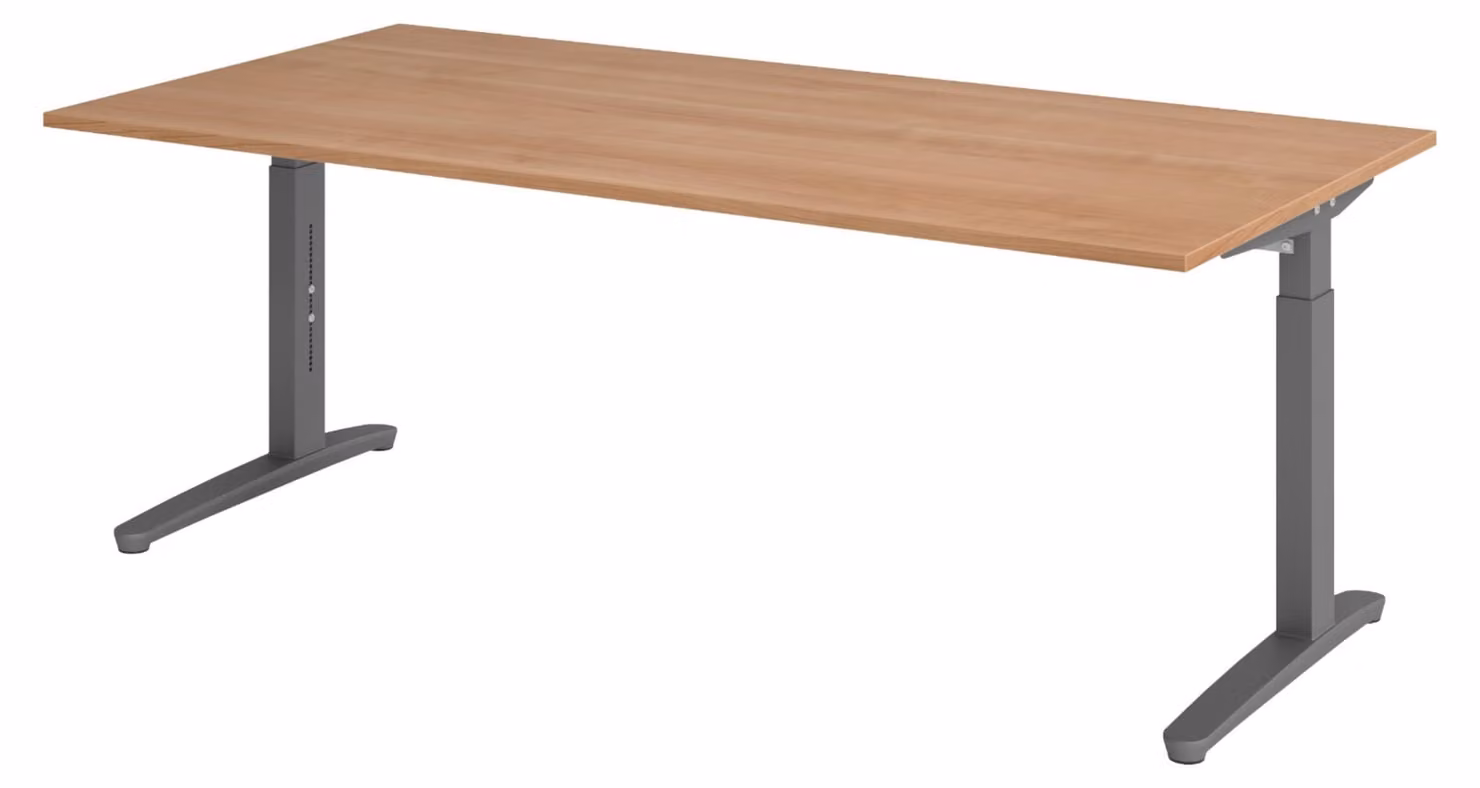Scrivania bümö serie XB - Struttura: grafite, finitura: noce, dimensioni: 200 x 100 cm