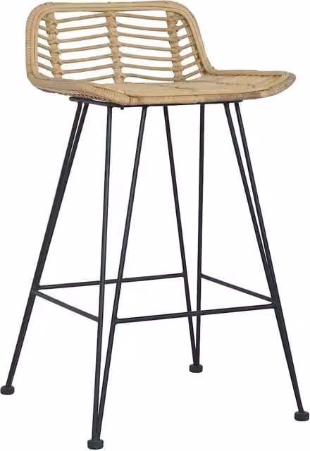Set di 2 sedie da bar vidaXL in rattan e metallo colore marrone per cucina e soggiorno