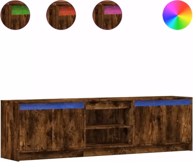 Mobile TV | Armadietto TV | Mobile Porta TV con LED Rovere Fumo 180x34x50cm in Truciolato