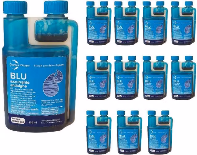 Multipack da 12 pz azzurrante antialghe per laghetto e piscina effetto acqua blu litri 120.000