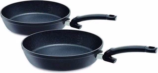 Set di 2 padelle antiaderenti Fissler Adamant Comfort in alluminio per induzione, colore nero, diametri: 24 cm e 28 cm