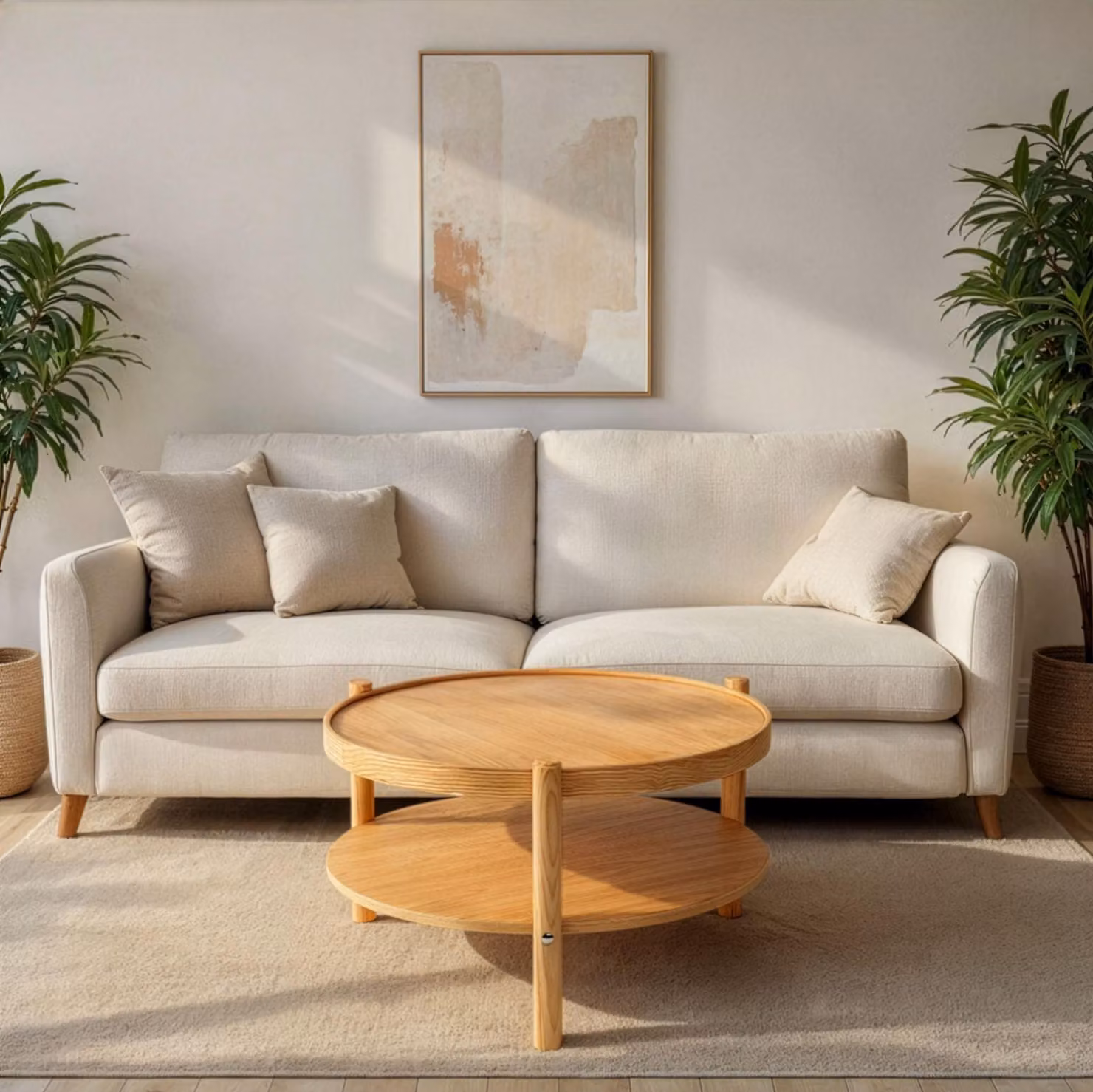 Skye Decor, tavolino di alta qualità in legno massello al 100%, rovere, Ø 80 cm, altezza 48 cm | Spessore 18 mm | Stile scandinavo moderno, elegante e funzionale per la tua casa.