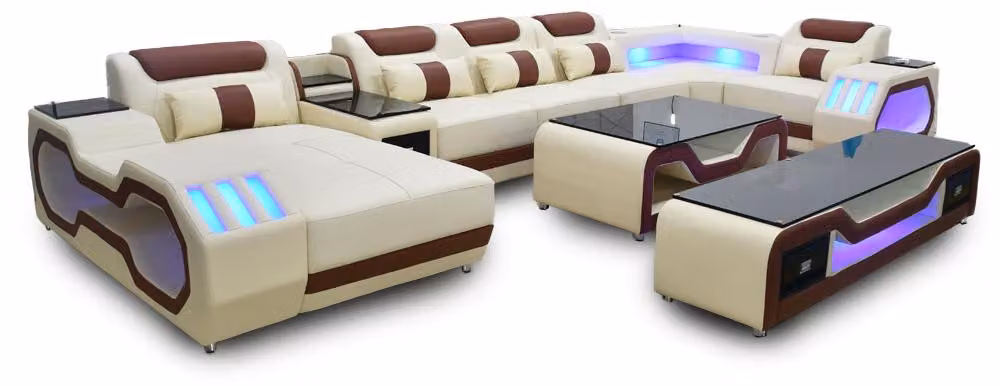 Ecksofa U-Form beige Wohnlandschaft Couch Polster Eckgarnitur Sofa Modern Sofas
