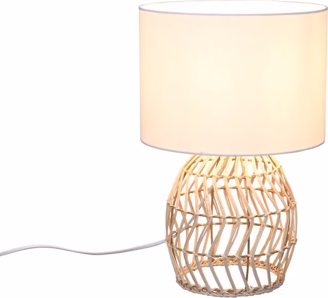 Lampada da tavolo Rike Trio Leuchten in rattan bianco con tecnologia LED