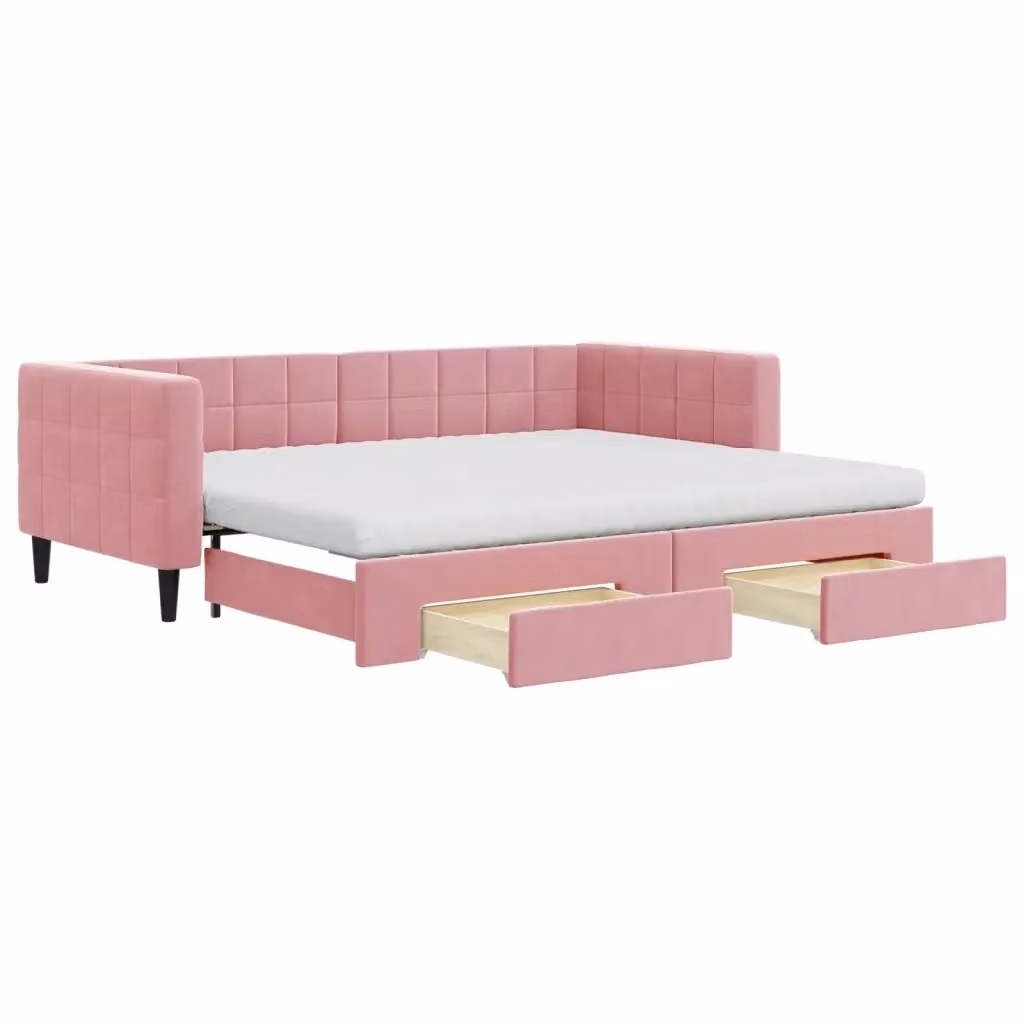 Divano Letto Moderno vidaXL in Velluto Rosa per Soggiorno e Camera da Letto – 2