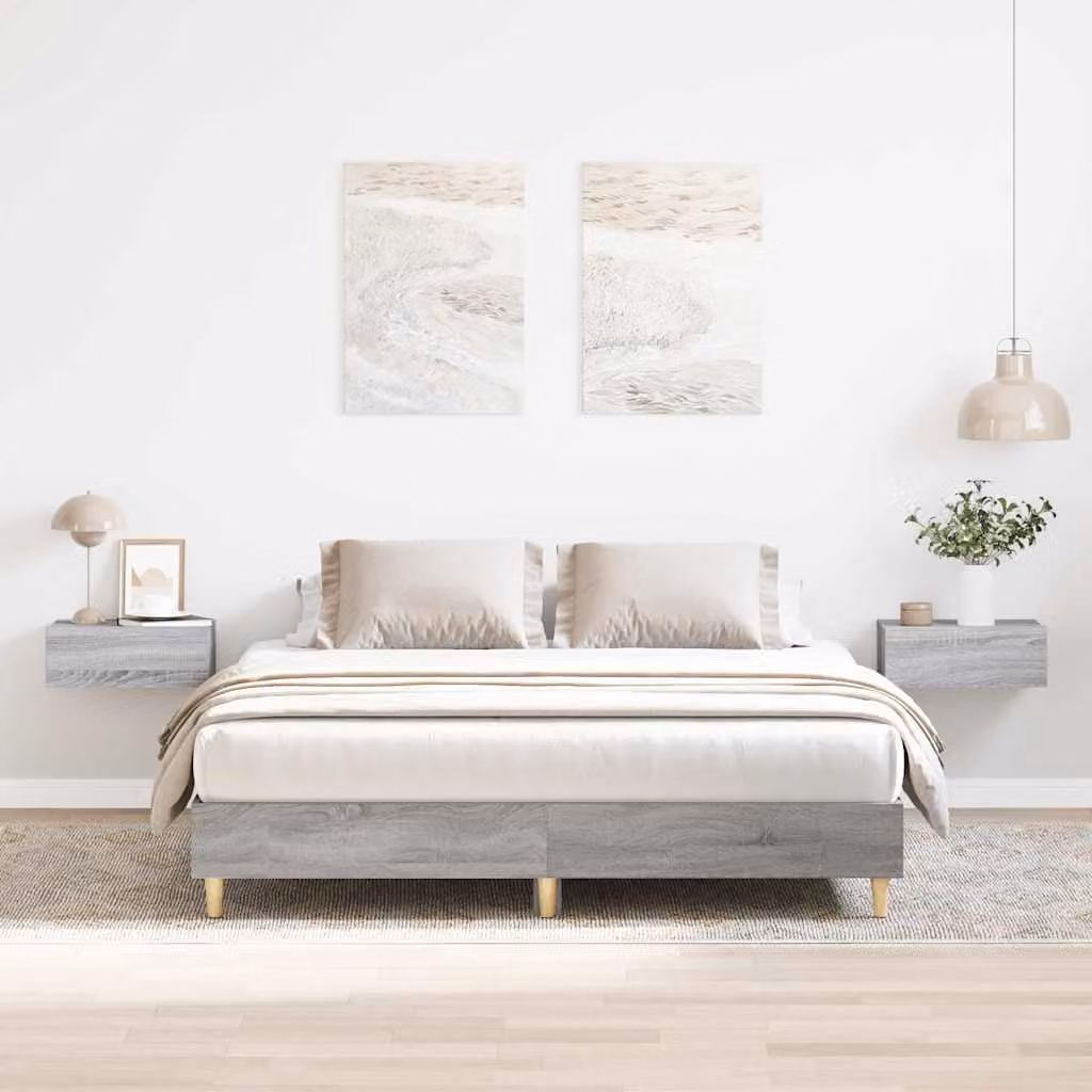 vidaXL Giroletto senza Materasso Grigio Sonoma in Truciolato L/P/H: 140 x 200 x 25 cm