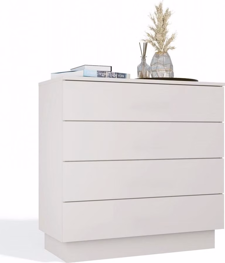 Moderna cassettiera AMBER 4 cassetti - Sistema Tip On | Colore: cashmere | Dimensioni: 85x84x40 cm