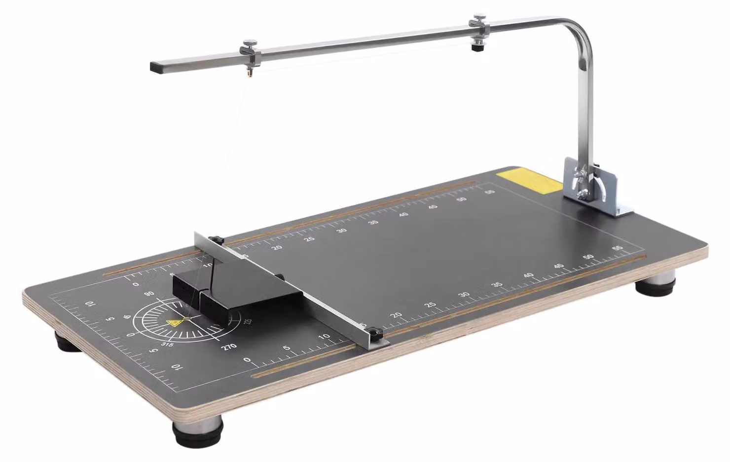 Taglierina per polistirolo e schiuma a filo riscaldato - Modello da banco - 24W, 220V, spina EU - Temperatura regolabile da 50 a 300°C - Angolo di taglio regolabile da 0 a 45° - Larghezza 55 cm, altezza 20 cm - Colore: nero