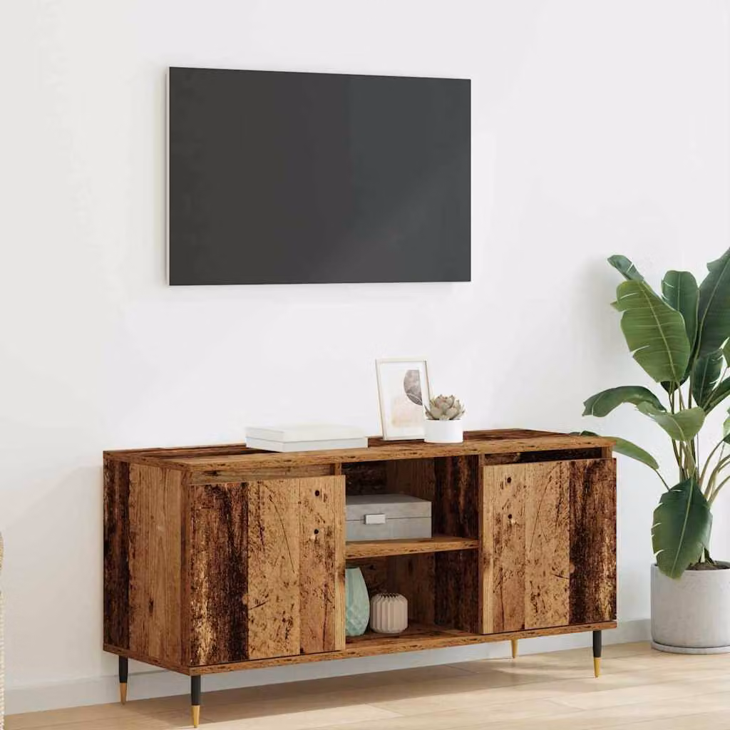 Mobile TV vidaXL moderno in legno e metallo marrone L: 104 cm, P: 35 cm, H: 50 cm