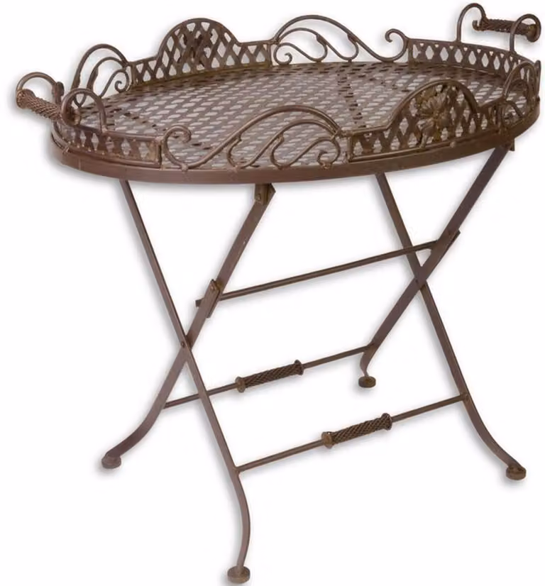Casa Padrino Tavolo da giardino Art Nouveau marrone larghezza 56 cm x h. 66 cm - Mobili Art Déco