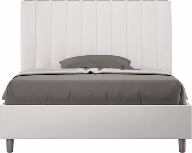 BS COM Letto una piazza e mezza con rete imbottito 120x210 similpelle bianco