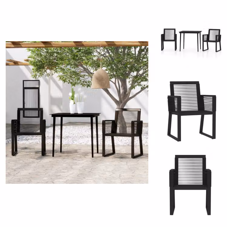 vidaXL Set da pranzo da giardino 3 pezzi nero - Set di mobili da giardino