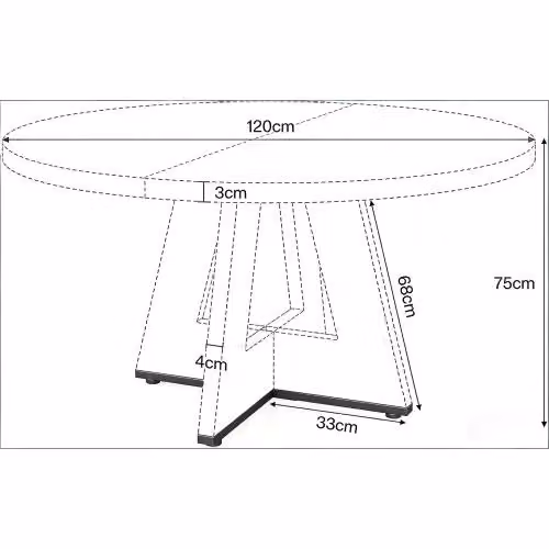 Tavolo da pranzo rotondo REDOM in legno nero opaco con base a colonna centrale, Diametro: 120 cm – 2
